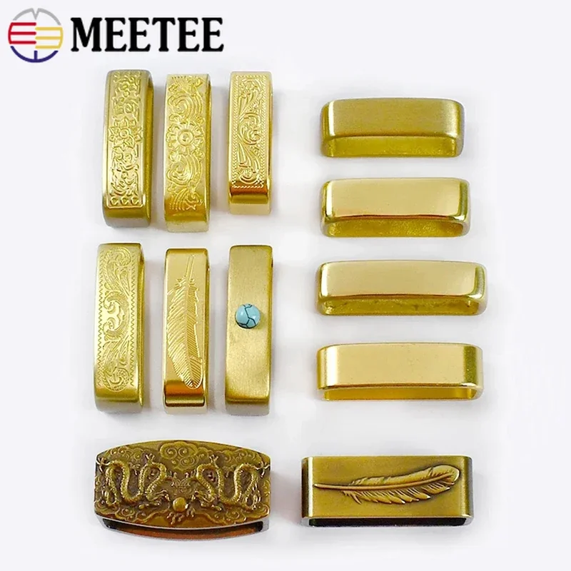 Meetee 1/2Pcs 35/40mm Pure Copper Belts Rings Buckles Leather Belt Loops Hook Buckle DIY Craft Band O Ring Loop Clasp Accessory