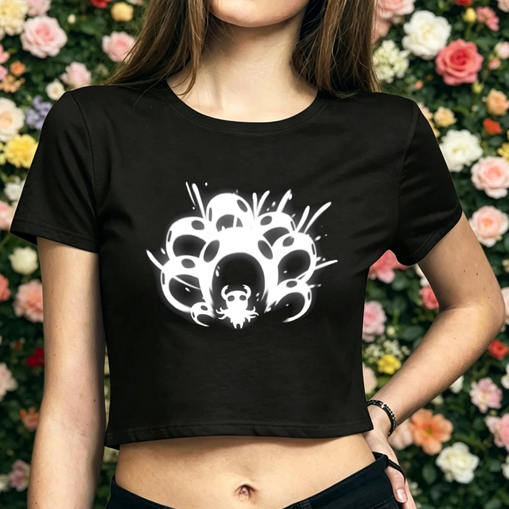 Hollow Knight crop top women alternative  funny cute graphic tshirt gothic harajuku japan