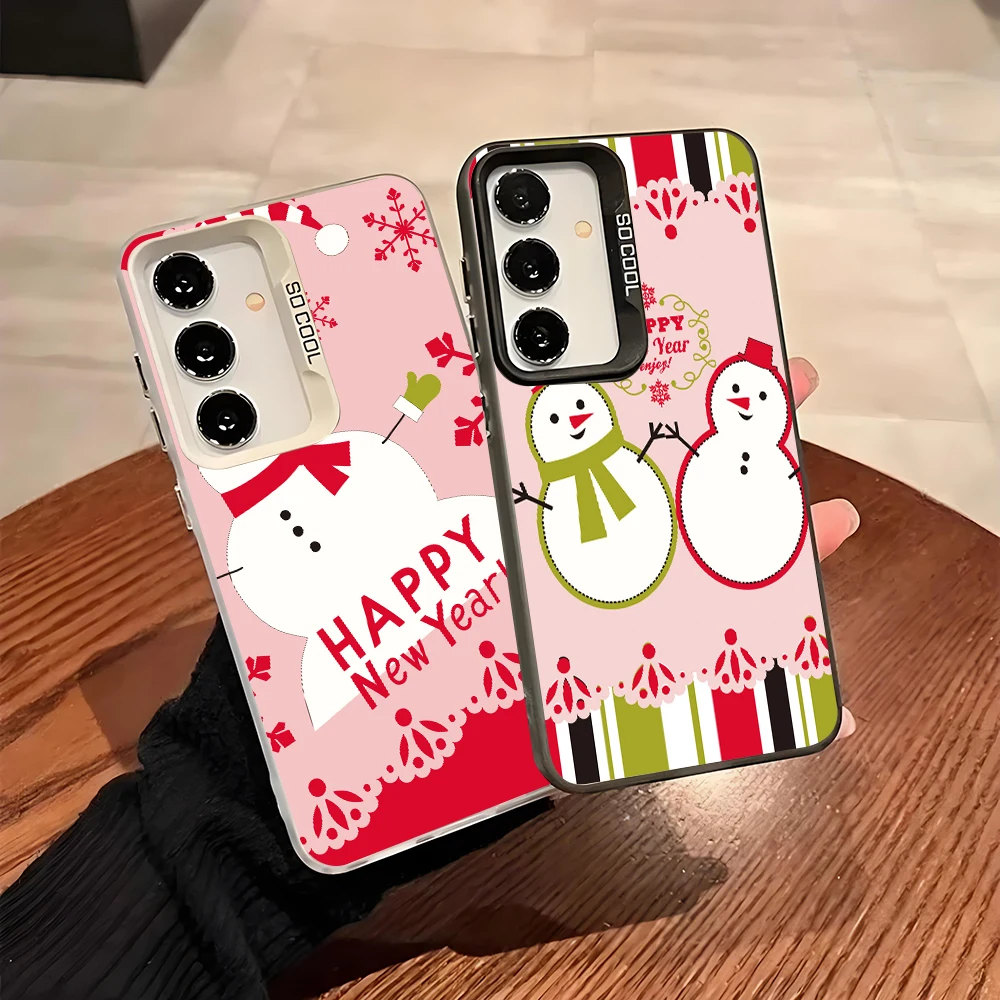 Christmas Art Silver IMD Case For Samsung A56 A55 A54 A53 A36 A35 A26 A25 A24 A17 A15 A16 A14 A32 A22 A52 5G Cover