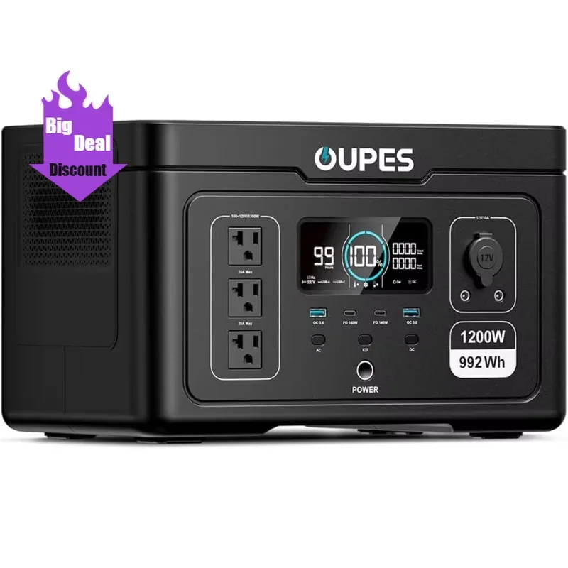 

Exodus 1200 Portable Power Station 1200W (Surge 3600W), 992Wh LiFePO4 Solar Generator with Smart App Control, UP