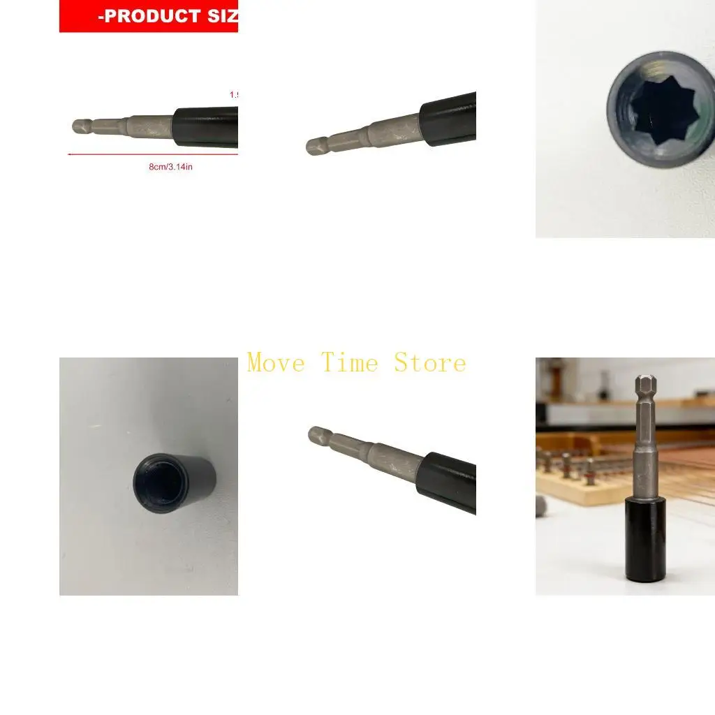 92ME Single Piano Pin Socket Bit with Octagonal Deep Socket, Six-Sided Drive End, and Metal Tool Head for Repair, Care, and