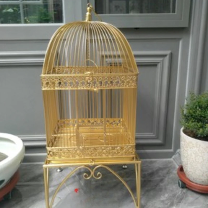 Nordic Luxury Metal Bird Cages Parrot Decoration Outdoors Portable Bird Cages Budgie Breeding Cage Oiseau Birds Supplies WZ50BC