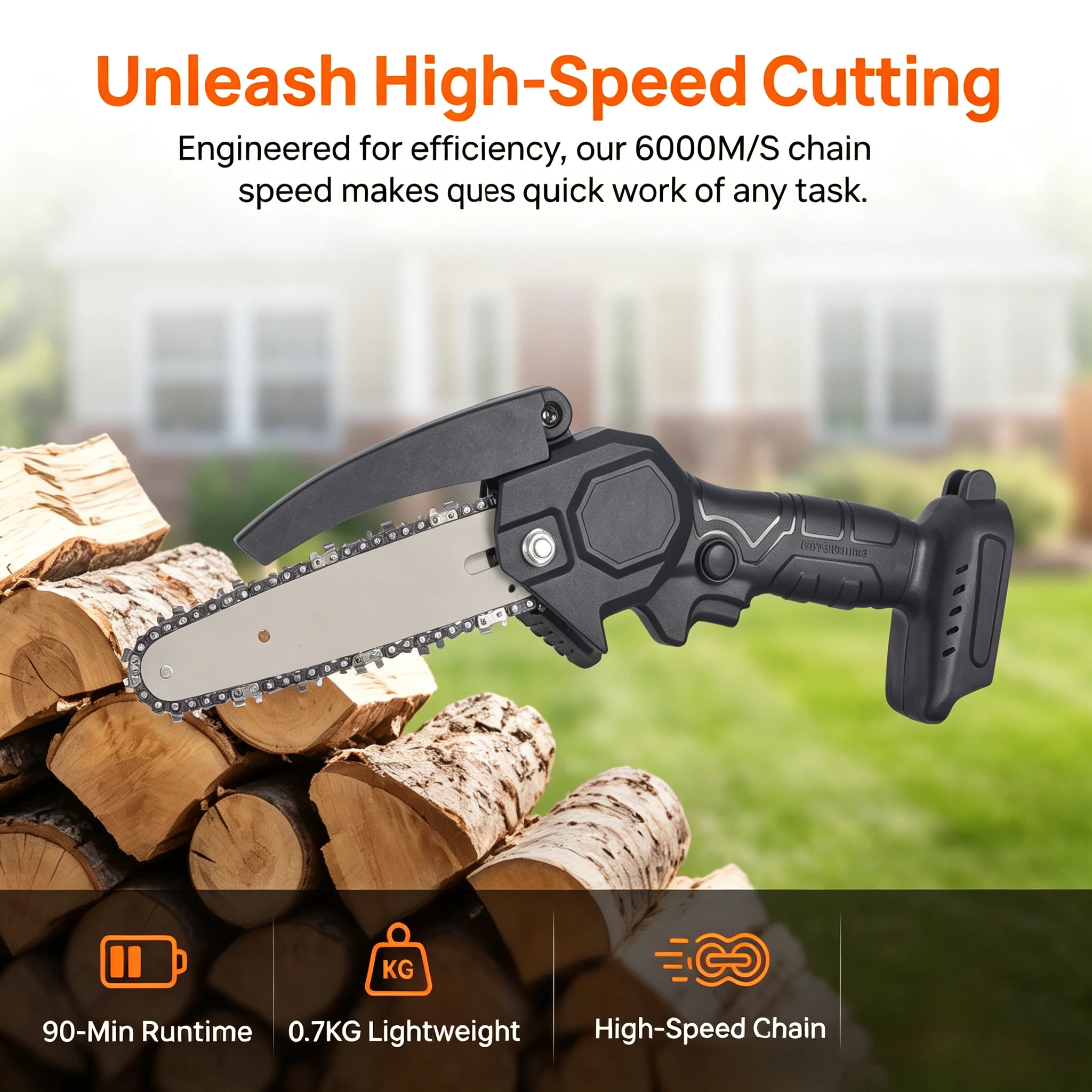 

HoldPeak T0-A15-6 Mini Electric Chainsaw 30cm 19000mAh Battery 0.7KG Lightweight Rechargeable Garden Branch Pruning Saw
