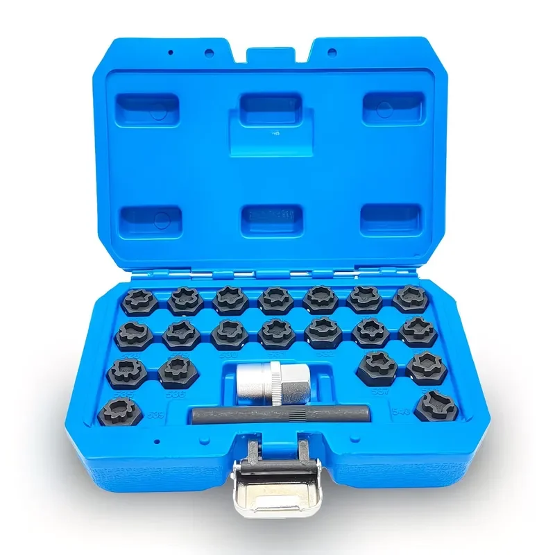 for VW 22pcs Anti Theft Screw Sleeve Removal Tool Kit Wheel Lug Nut Socket Extractor Key Set for Car Tire Security