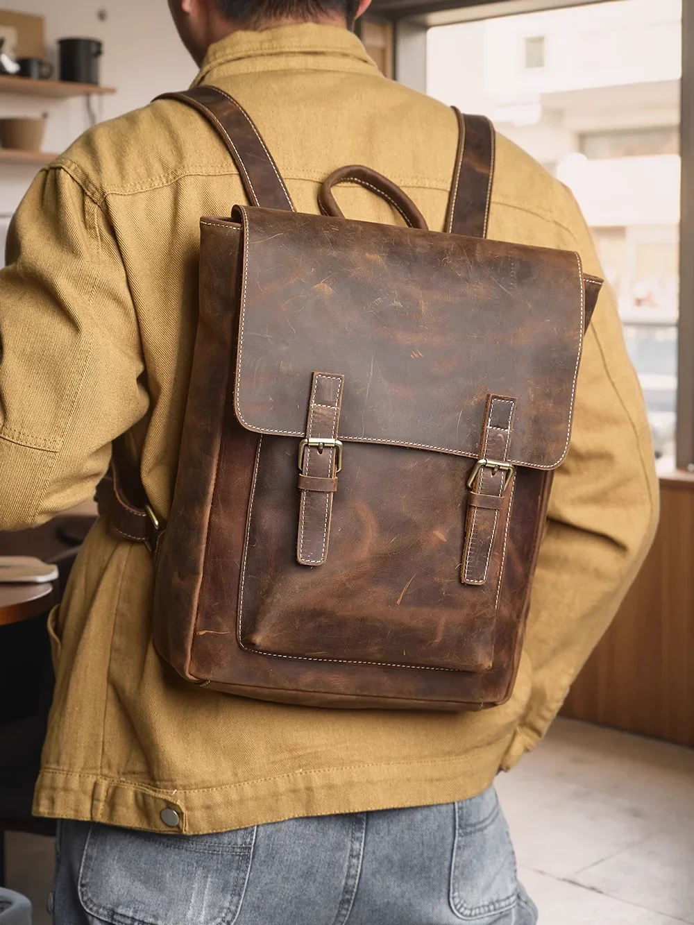 best faux leather backpacks for work Lakshigo Genuine Laptop Backpack Men & Women, 16 Inch Vintage Brown Leather Backpack, Professional Computer Bag, Travel Rucksack for Office, Business & College : Electronics Shrrie Vegan Leather Laptop Backpack