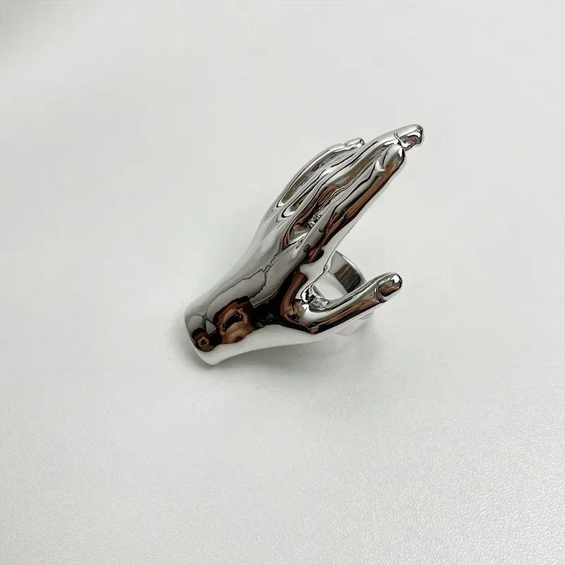 Modern Jewelry Personality Temperament Metal Hand Shape Rings For Women Female Gifts Hiphop Accessories 2024 Trend New