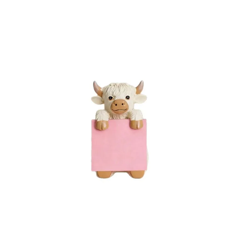 Creative Highland Cow Resin Sticky Note Dispenser Pop-Up Design Desktop Memo Pad Holder