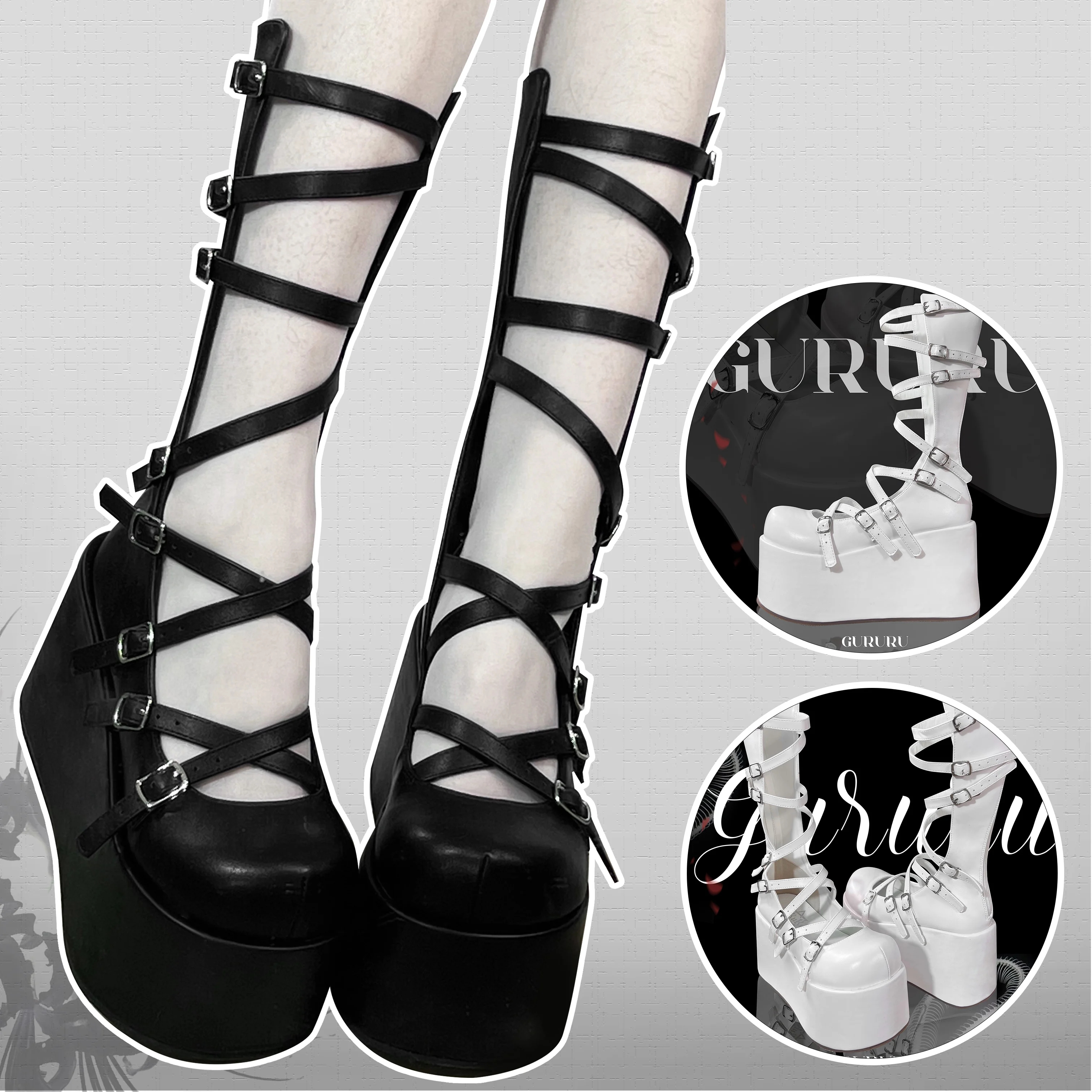 Niche Designer Punk Style Women's Shoes Avant-Garde Gothic Roman Strap Punk Subculture Y2K Hot Girl Platform Shoes