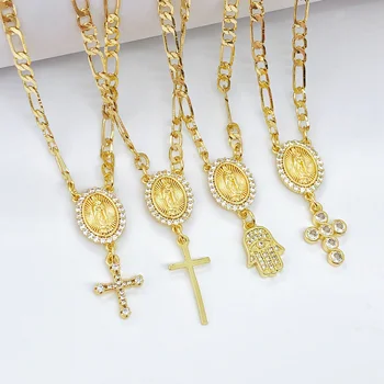 Gold-Plated Virgin Mary Cross Necklace – Religious Jewelry Gift 1