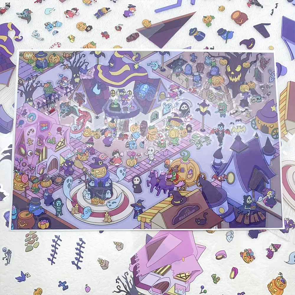 

4 шт., большой размер, миниатюрная сцена на Хэллоуин, 3D наклейки для ландшафтного дизайна, сделай сам, штабелирование и наклейка на сцену, ручные наклейки для домашних животных