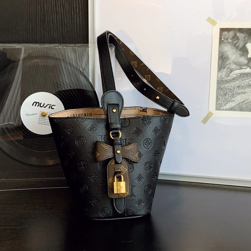 

Designer Bucket Bag for Women Embossed Pattern Top Handle Purse Versatile Shoulder Crossbody Bag Elegant Style