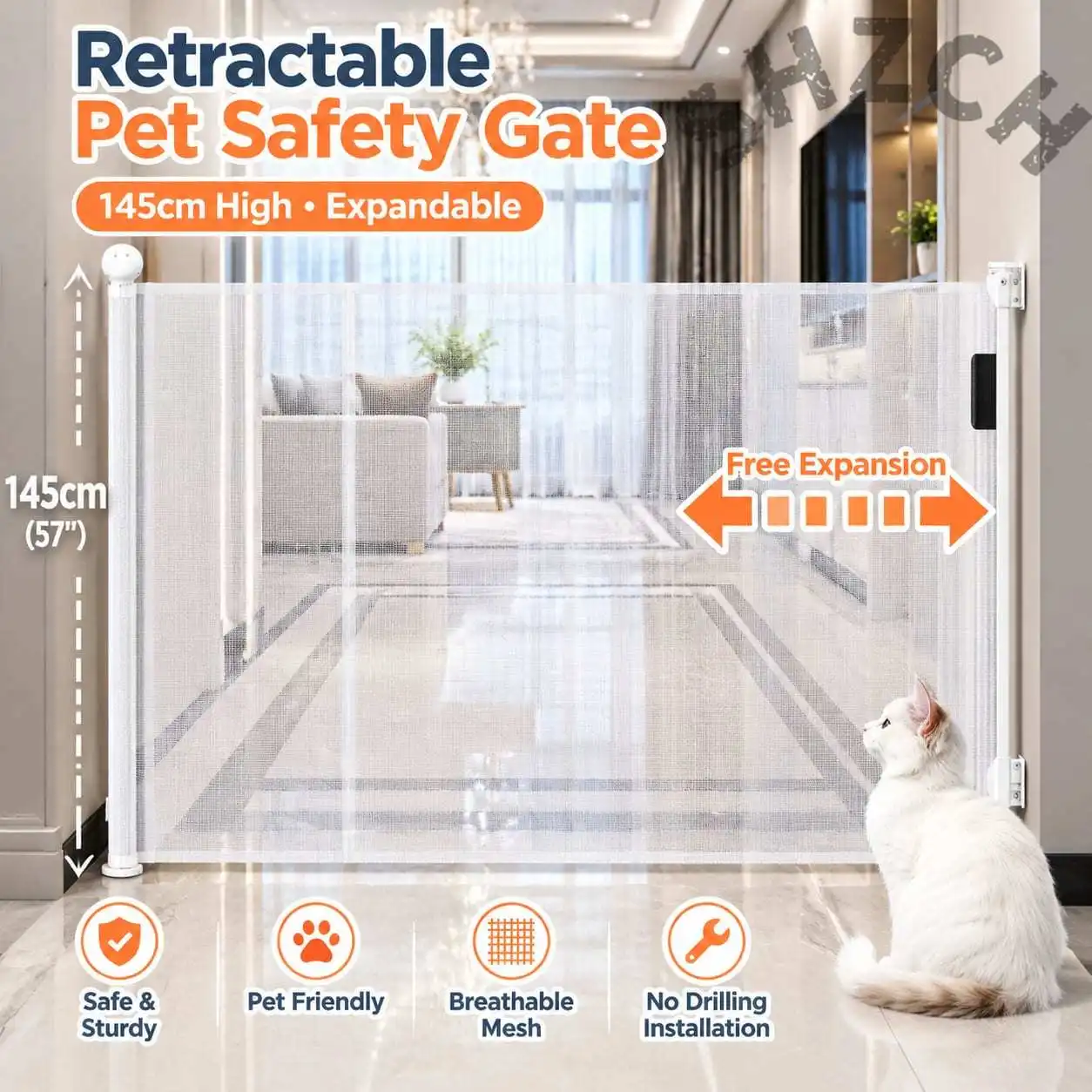 No punching pet retractable fence for cat blocking indoor and outdoor dog fence balcony
