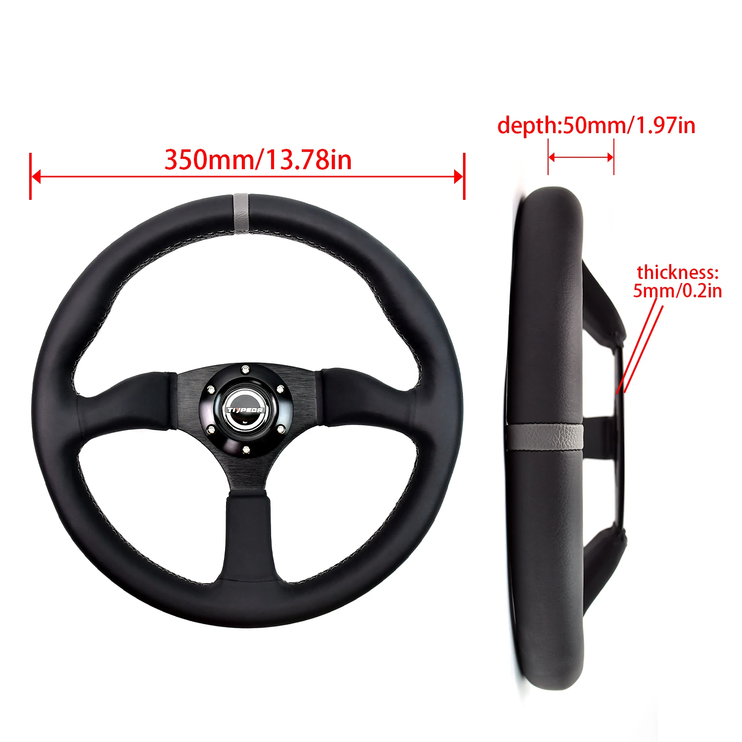 Universal 14inches 350mm Car Sport Real Leather Steering Wheel for Rally Racing Sports 2