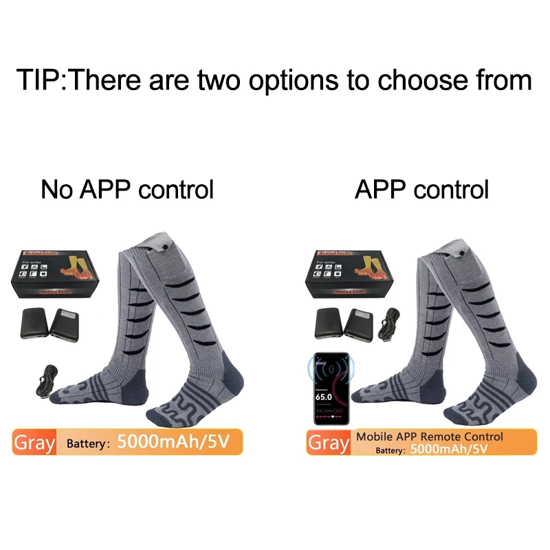 Winter Heating Socks With Battery Box Rechargeable Anti-Cold Men Thermal Heated Socks Outdoor Camping Ski Sports Foot Warm Socks