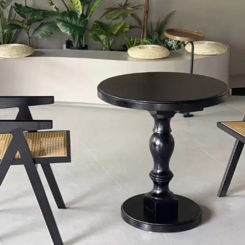 Minimalist Black End Table, Small Space Solid Wood Coffee Table, Multifunctional Snack Desk, Narrow Sofa Side Accent Table