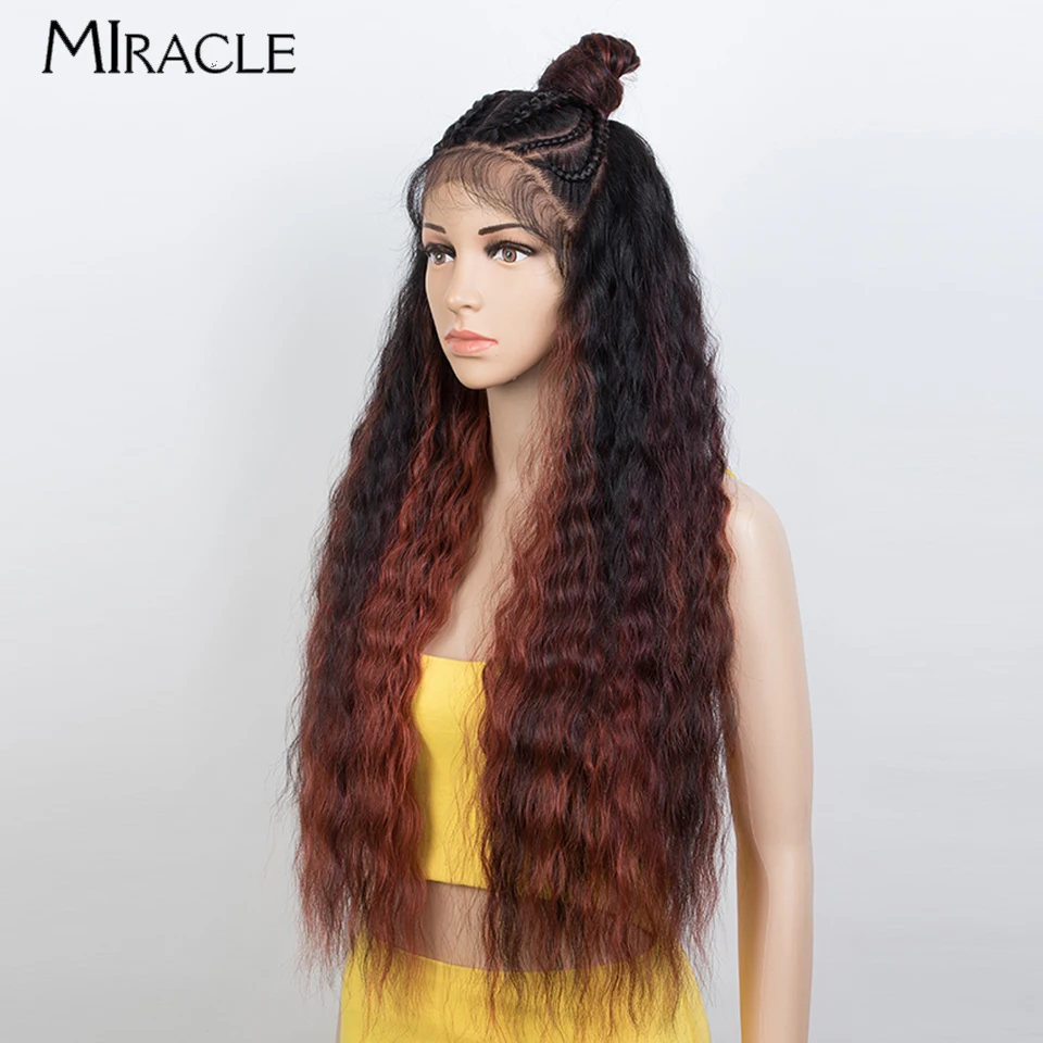 MIRACLE 13 x7 parrucca in pizzo 30 ''parrucca Afro riccia per donne nere intrecciare i capelli parrucca anteriore in pizzo sintetico resistente al calore