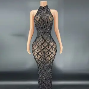 Vestidos de maternidade para photoshoot, strass brilhantes, vestido maxi sexy para mulheres, gravidez, estiramento do chuveiro do bebê, adereços fotográficos grávidas 10 principais vendas pregnant qipao - №5