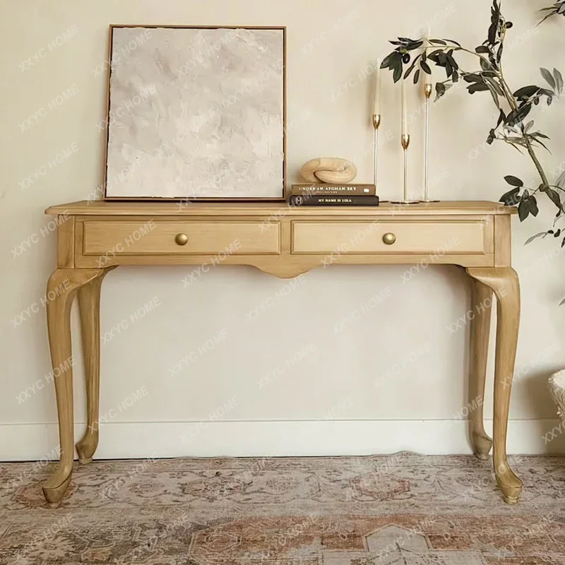 simple solid wood desk study bedroom home desk student writing table retro workbench