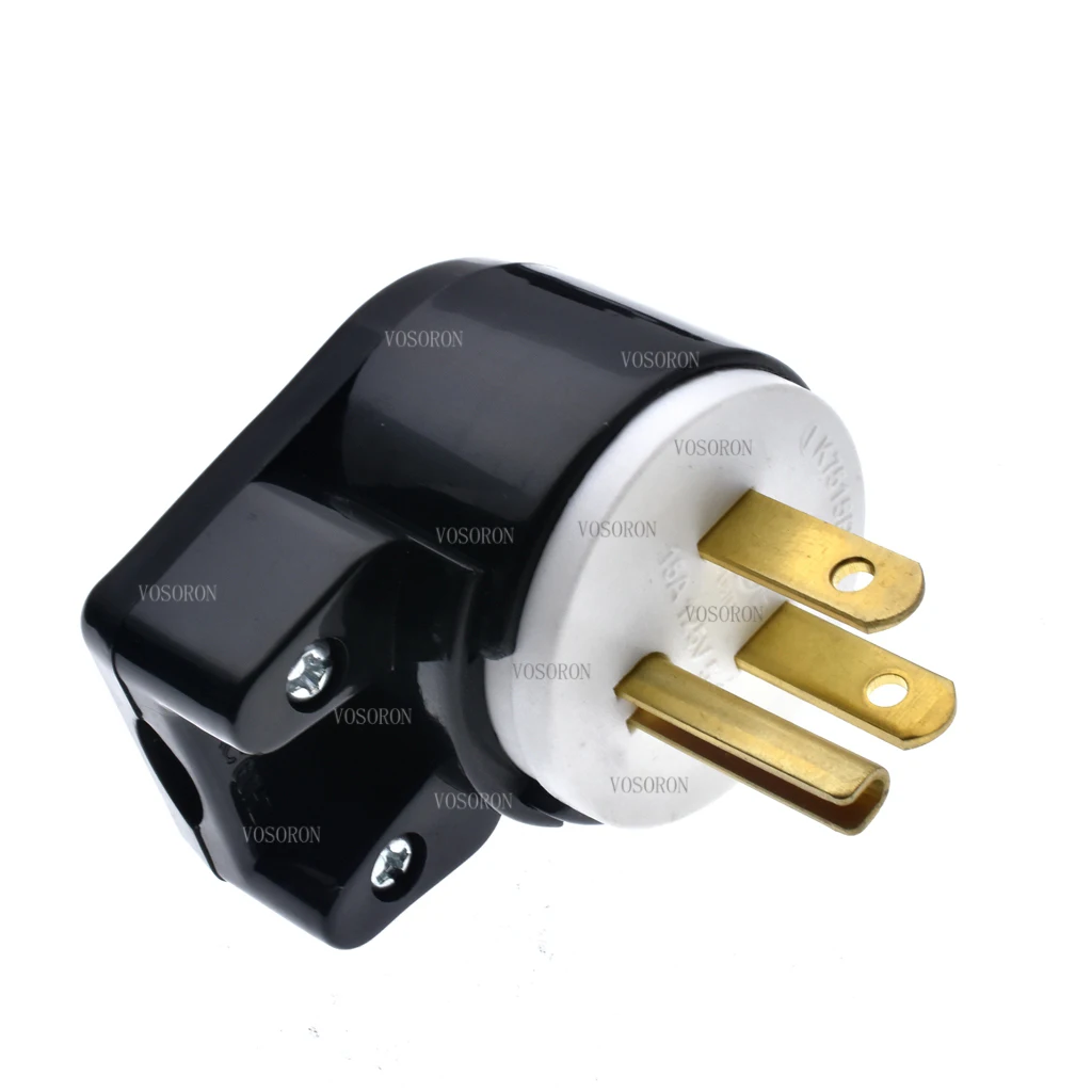 Right Angle Nema 5-15P 15A AC Plug, Easy Assembly 90 Degree USA Canada Male DIY Rewirable 12 Directions Adjustable AC Connector