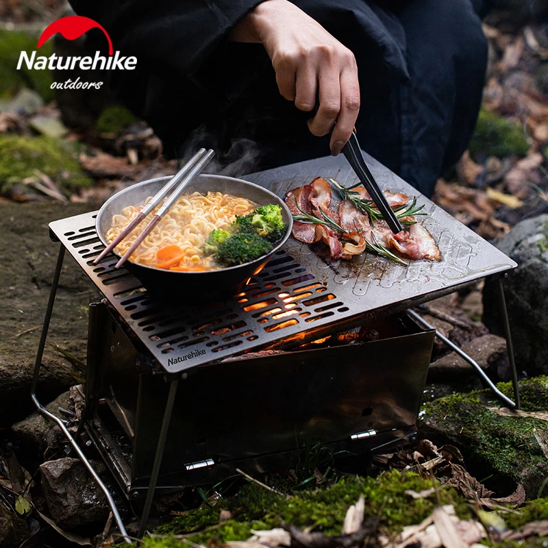 Naturehike Ultralight Portable Titanium Baking Plate 778g Picnic Folding BBQ Rack Outdoor Travel Table Barbecue Griddle Plate