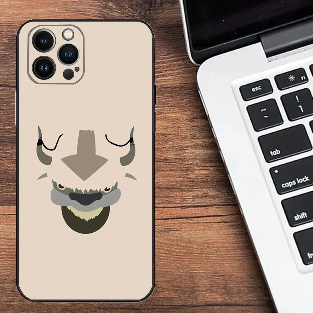 Avatar Appa Yip Yip Phone Case For Apple iPhone 15,14,13,12,11,XS,XR,X,8,7,Pro,Max,Plus,mini Silicone Black Cover image 2