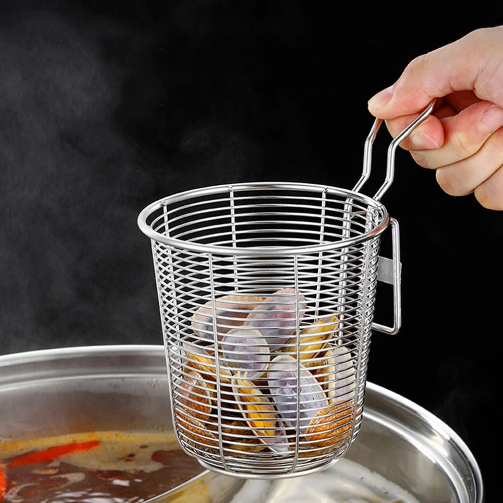 

2pcs Stainless Steel Hot Pot Fine Mesh Noodle Strainer With Handle Kitchen Sieve For Ramen Pasta Colander - Metal Food