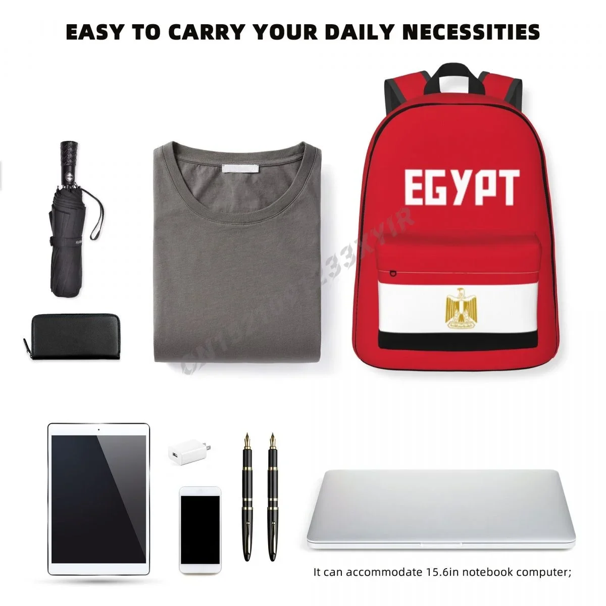 Custom Bag Unisex Backpack Egypt Flag Egyptian Stitch Schoolbag Messenger Bag Case Laptop Travel Bag Mochila Gift