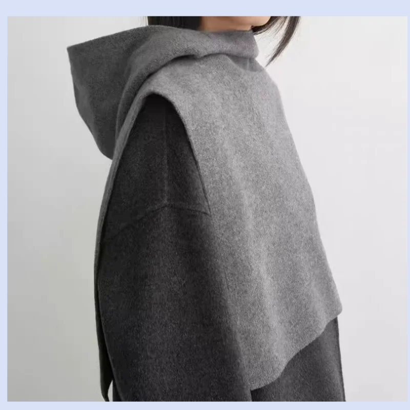 TT 패셔너블한 하이넥 후드 100% 선별된 면 울 니트 레이어드 베스트