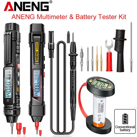 자기 배터리 테스터 펜 멀티미터 세트 ANENG A3005/A3006 전압 감지기 미터 BT138 배터리 검사기 가정용 DIY 수리 도구