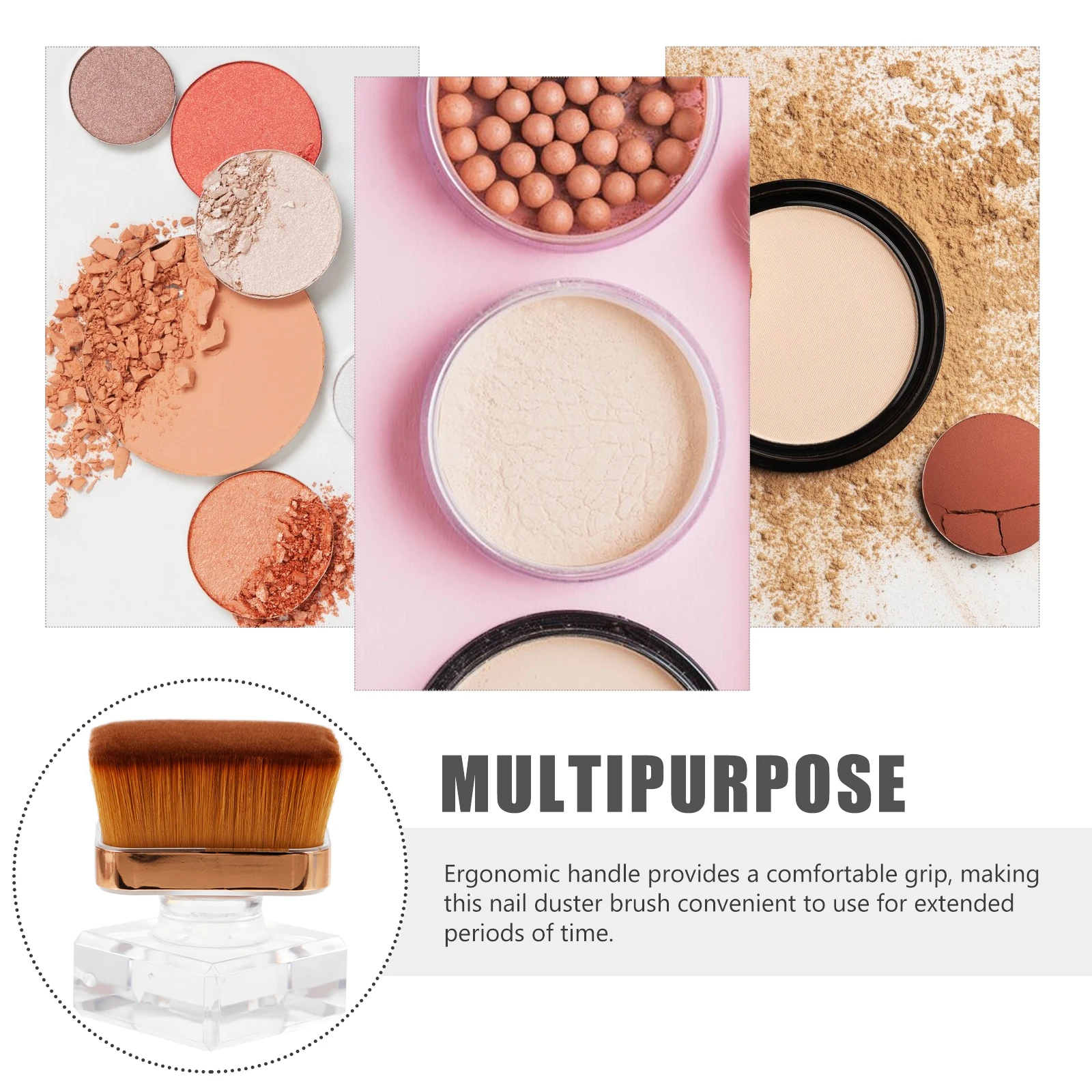 

Nail Dust For Cleaning Fingernails Ergonomic Handle Soft Bristles Lightweight Portable Powder Makeup Blush Brush Cleaner Tool