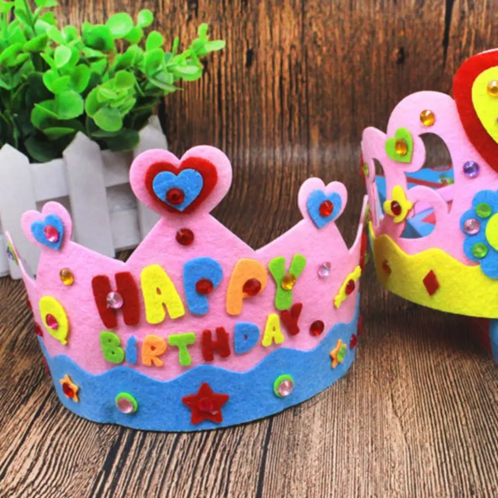 Cute Party Decorations Children's Party Hats Non-woven Handmade Birthday Hat Gifts DIY Crafts Crown Hat