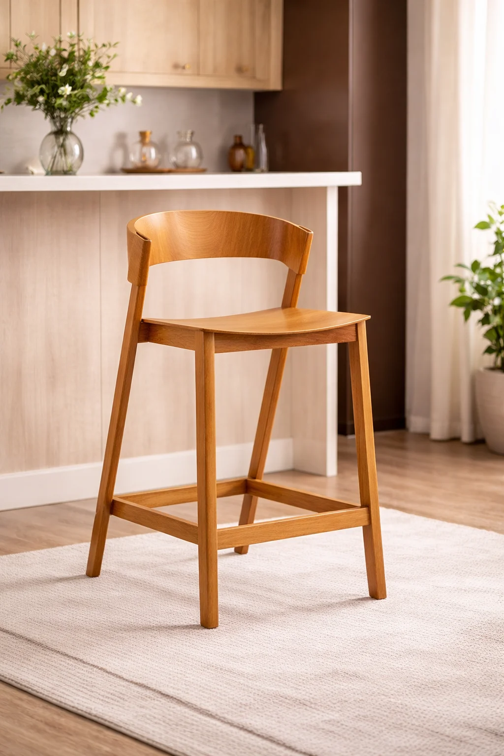 High Quality Modern Solid Teak Wood Bar Chair For Home Hotel Cafe Restaurant Kitchen Outdoor Dining Furniture