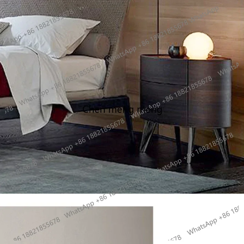 Italian Bedside Table Solid Wood Creative Elliptical Simple Night Stand for Bedroom Nightstand Storage Cabinet Bedroom Furniture