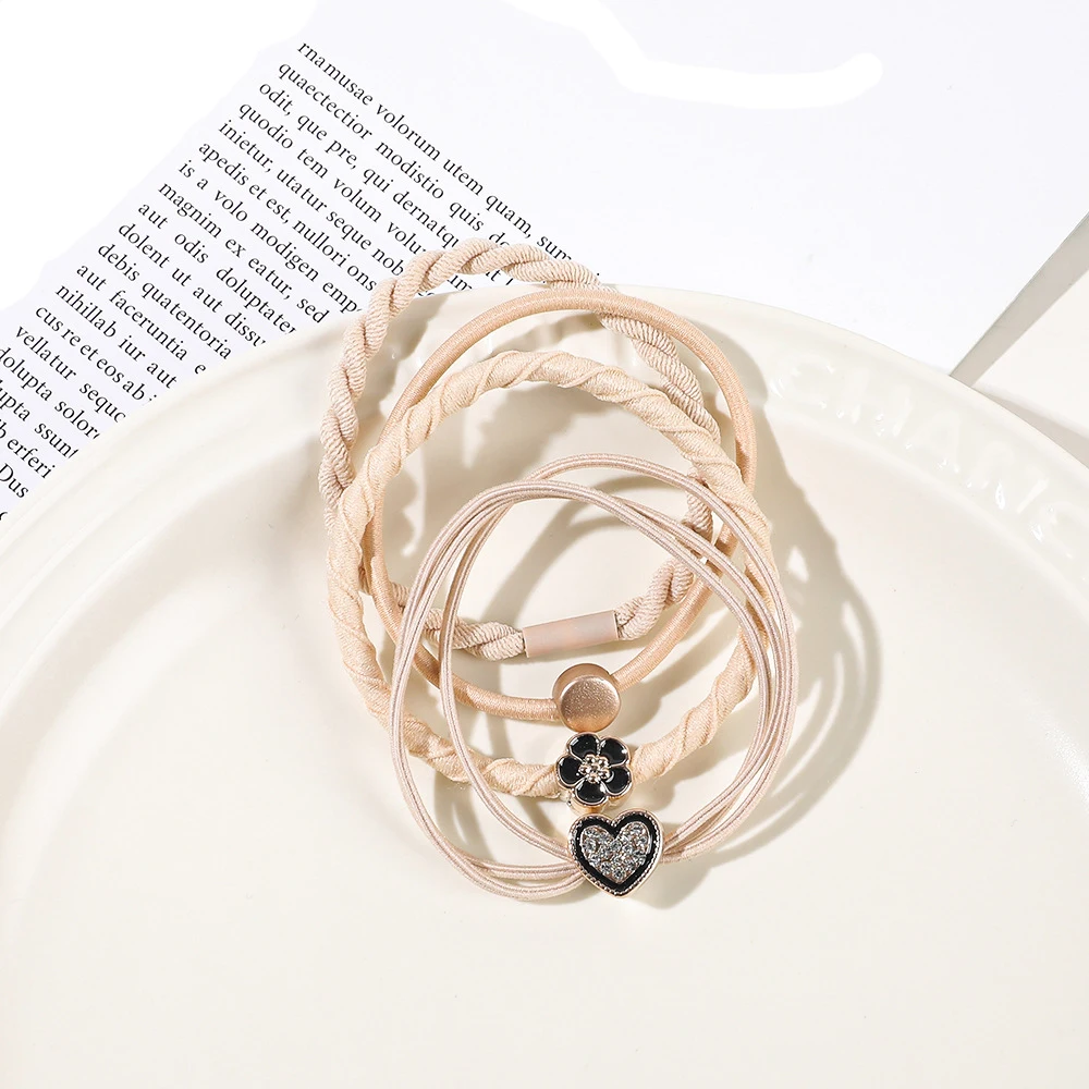 4 teile/satz Frauen Mädchen grundlegende Haar bänder einfache einfarbige elastische Stirnband Pferdes chwanz Halter Haar gummis Haarschmuck Ornamente – Detail 3