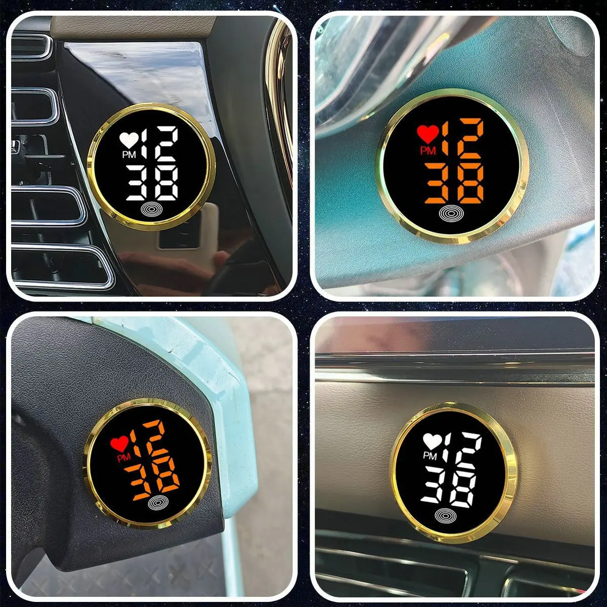 New LED Car Clock Touch Type Digital Watch Mini Motorcycle Luminous Digital Clocks Alloy Electronic Watch Car