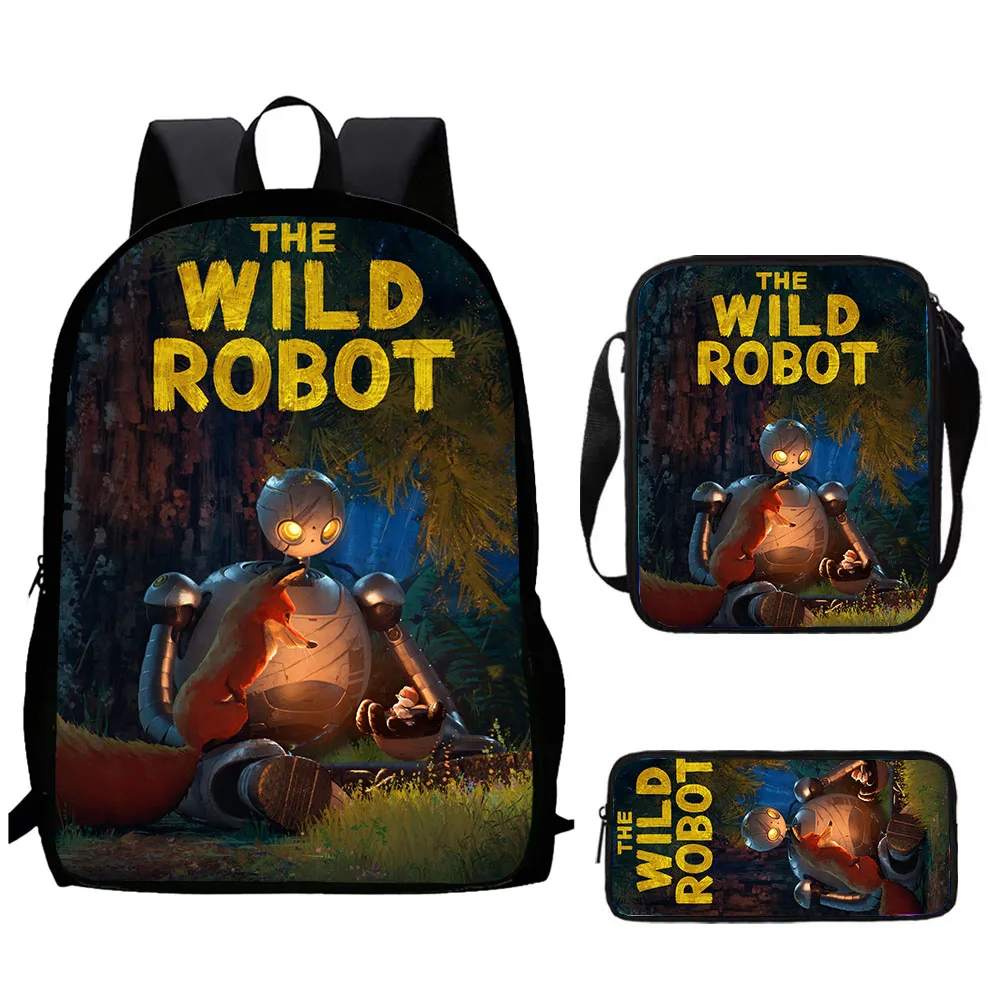 Cartoon W-Wild-R-Robot Child School Backpack With Shoulder Bags Pencil Bags For Kindergarten,Best Gift For Boys and Girls