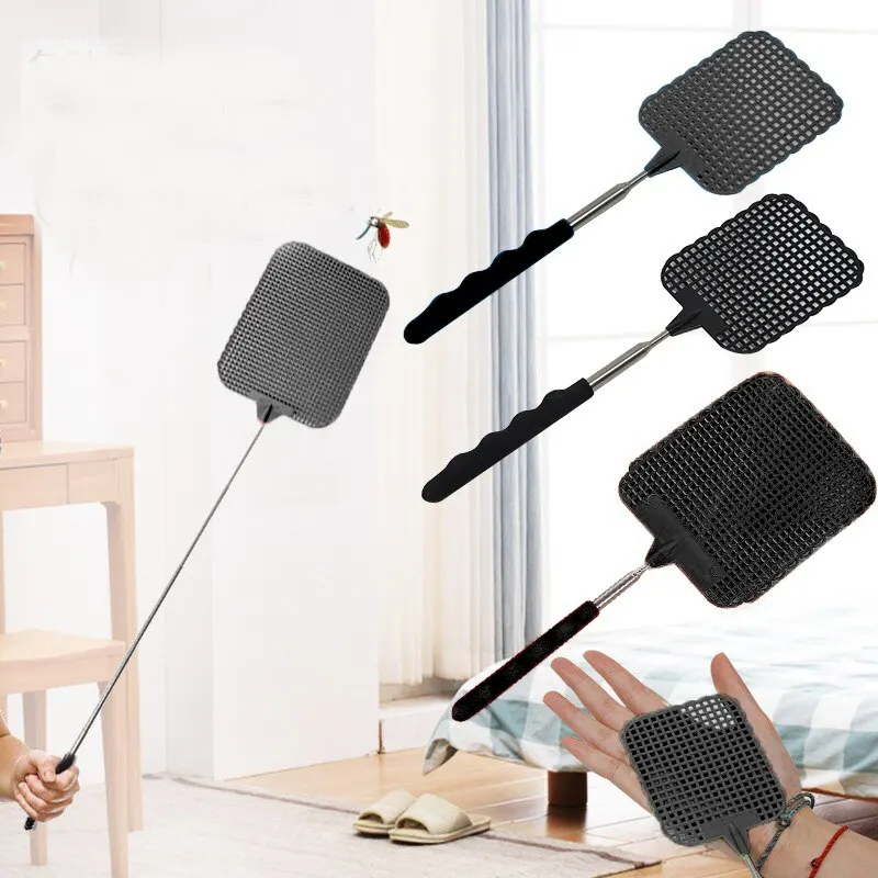 5 Pack Of Black Creative Fly Swatter Mosquito Swatter Stainless Steel Expansion Design Fly Repellent Supplies