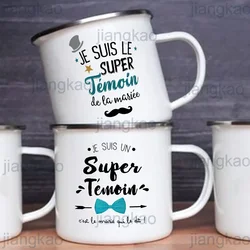 Super Wintess Printed Enamel Mugs Bachelorette Party Coffee Wine Mug Best Man Groom Team Cup Engagement Wedding Gift for Witness