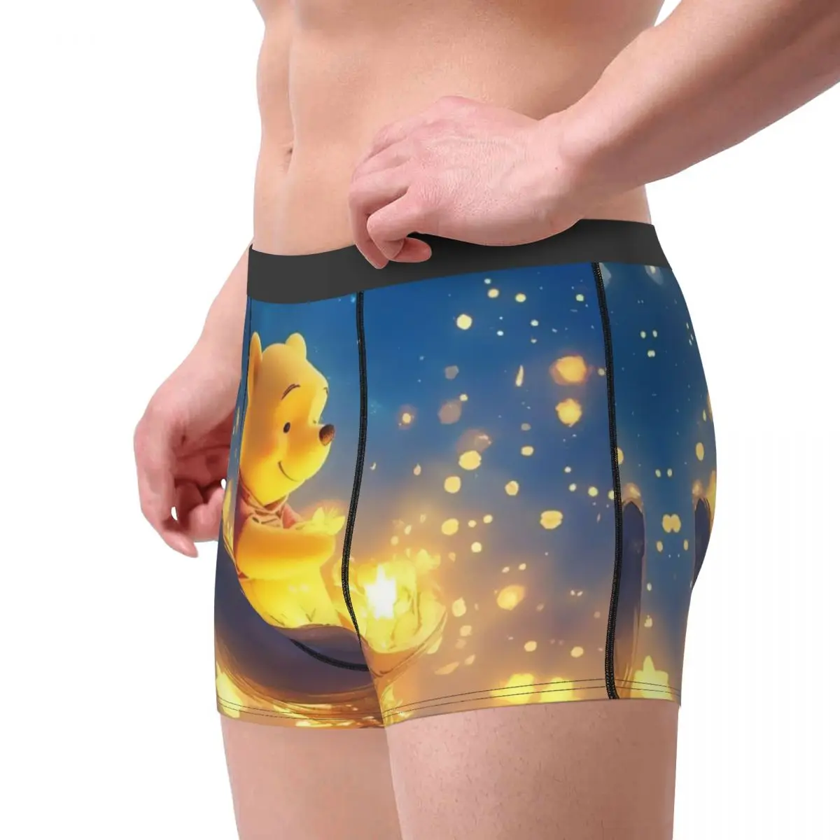 Calzoncillos tipo bóxer con diseño de estrella de Winnie Pooh personalizados, calzoncillos de oso amarillo para hombre, ropa interior, calzoncillos geniales