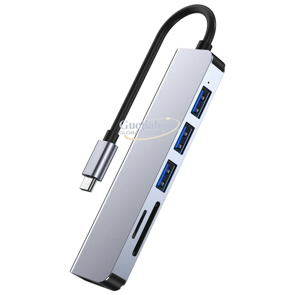 Cross-border type-c expansion usb3.0 hub is suitable for tablet notebook converter 6-in-1 docking station