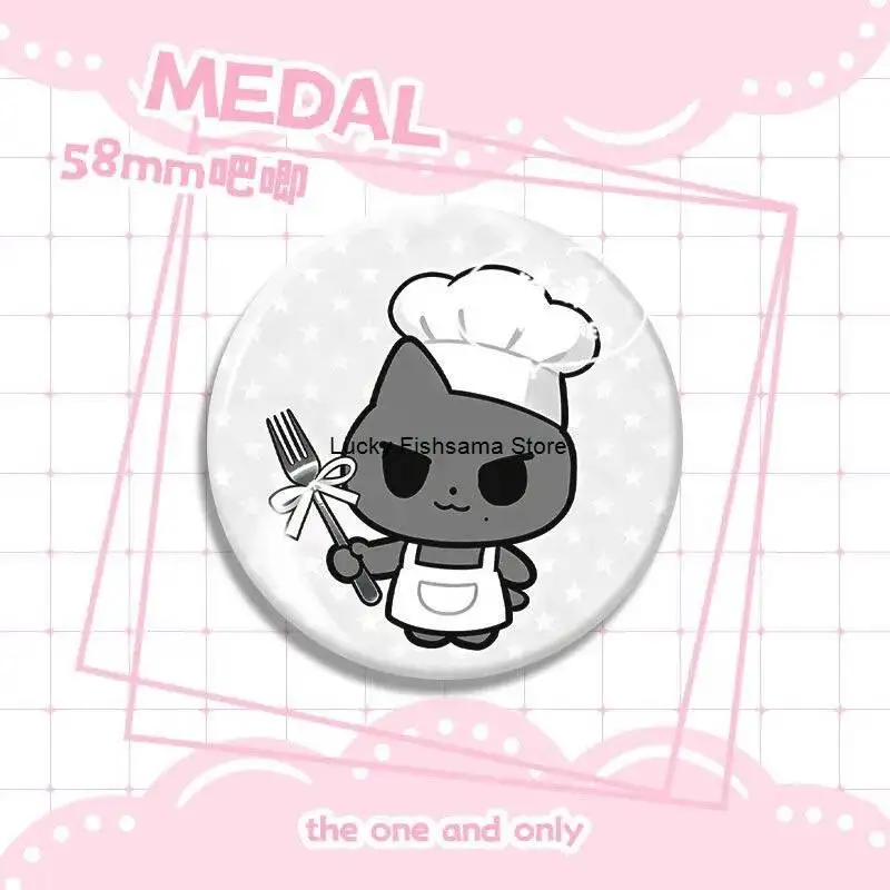 Anime Badge Cute Cat Pin Cat Delicious Chef Quirky Glossy Badge Niche Brooch Pendant For Bag Decoration 58mm