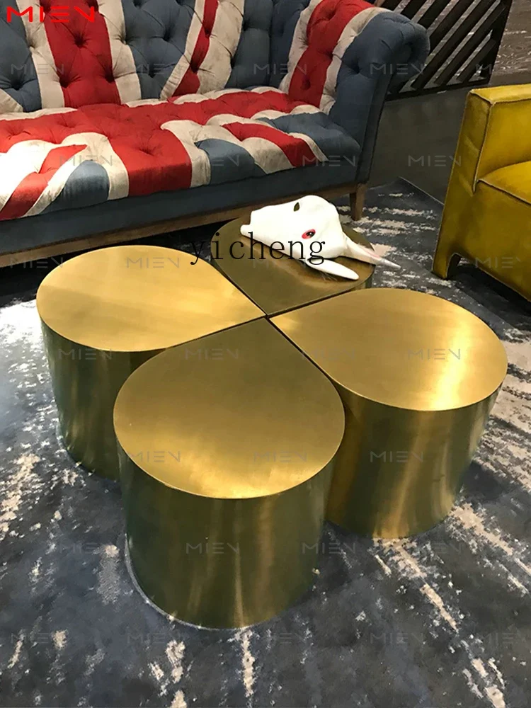 ZK Fresh Four-Leaf Clover Coffee Table Coffee Table Brushed Bronze Craft Shaped Sofa Side Table