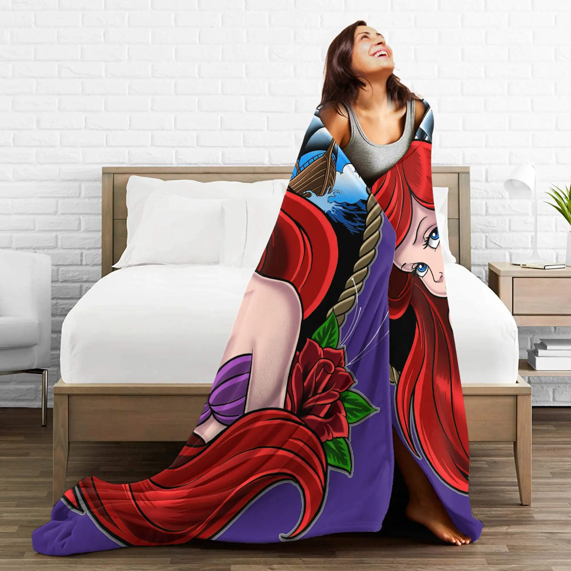 جزء من بطانية عالمك ليتل ميرميد الصوف الجدة لينة رمي بطانية للمنزل مطعم الصيف