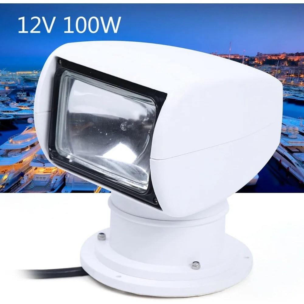 Boat Spotlights Searchlight 100W Marine Boat Remote Control Spotlight 360 Degree Outdoor Searchlight Rotating Light for Boat