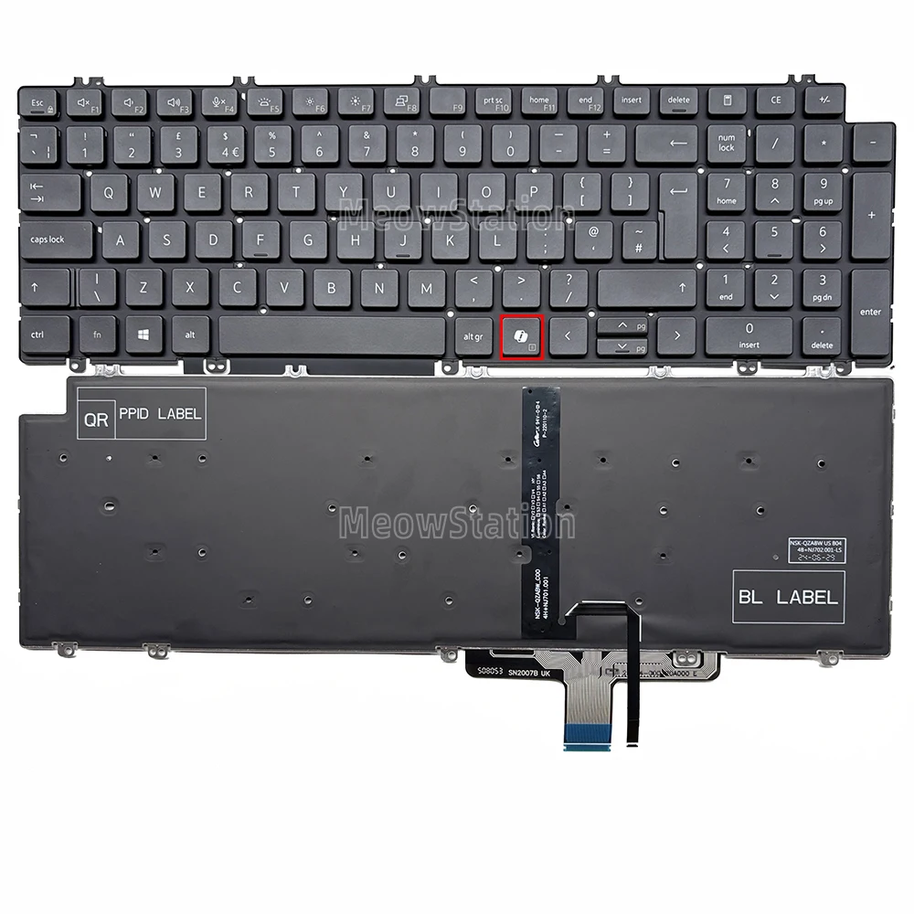 Teclado Retroiluminado do Reino Unido para Dell Precision 3560 3561 3570 3571 3590 3591 7670 7770 7780, Latitude 5520 5521 5530 5531 5540 5550 3540, Latitude 15 5550 P127F P127F003 3550