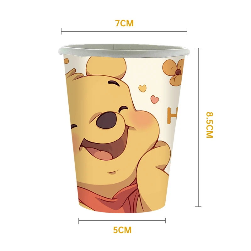 Disney Winnie Bear Theme Kild Birthday Party Decor Paper Plate Cup Background Disposable Tableware For Kids Baby Shower Supplie