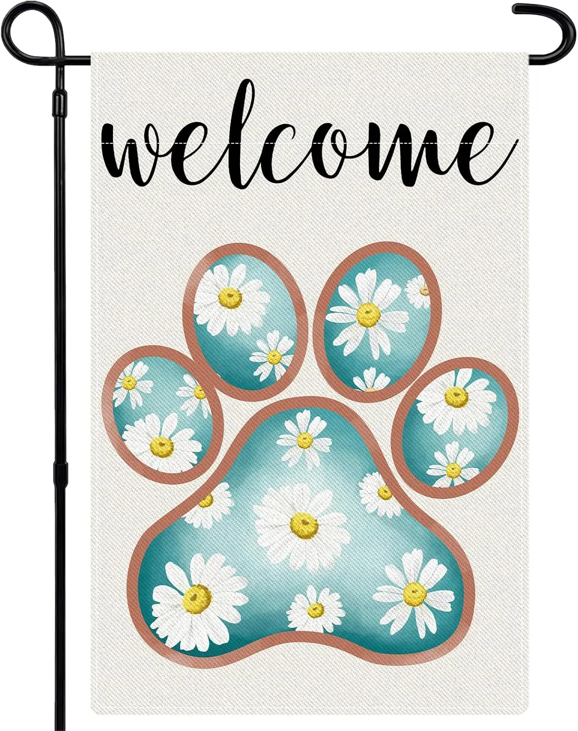 Welcome Spring Dog Paw Garden Flags Dog Paw with Daisy Flowers Stripes Yard Flags for Outside Decor Vertical Flag Seasonal O WWP
