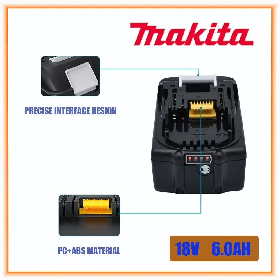 

Makita 100% original 18V 6.0Ah rechargeable power tool battery With LED lithium ion replacement LXT BL1860B BL1860 BL1850