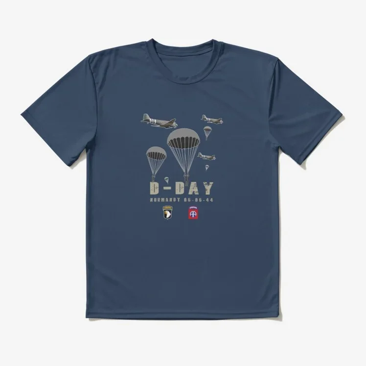 Normandy D-Day USA 82nd 101nd Airborne Division Paratroopers T-Shirt Short Sleeve Casual 100% Cotton O-Neck Mens T-shirt view 4