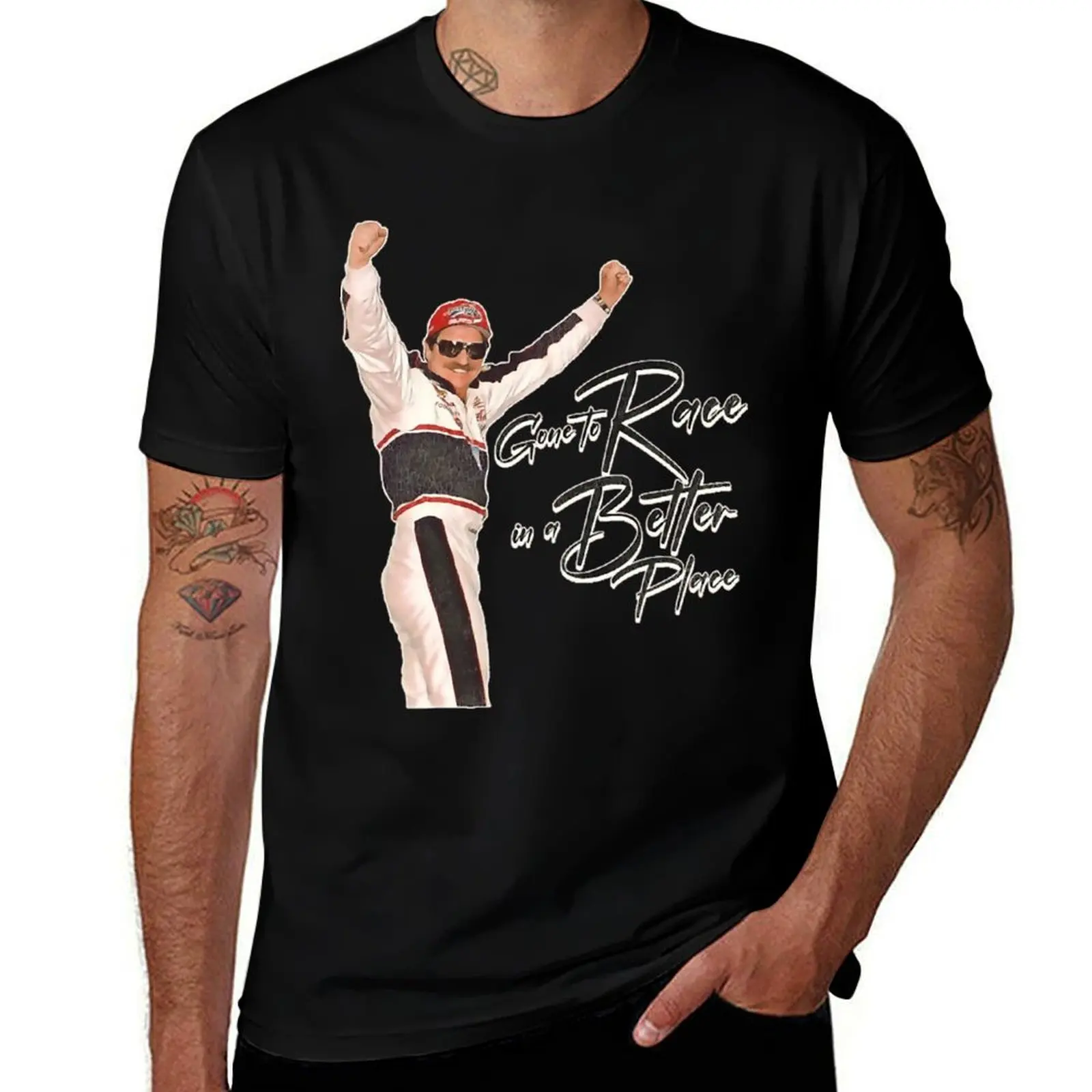 

Gone to Race in a Better Place T-Shirt oversized graphic tee customs Short sleeve tee cute clothes Men's cotton t-shirt